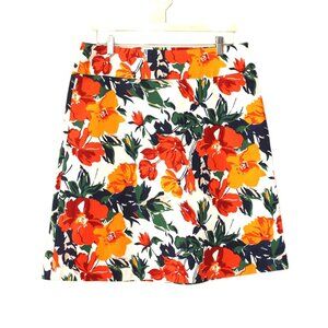OSCAR by Oscar de la Renta Floral A-Line Stretchy Cotton Skirt